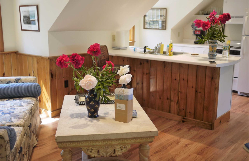 Rental kitchen at Acadia Cottage Rentals.