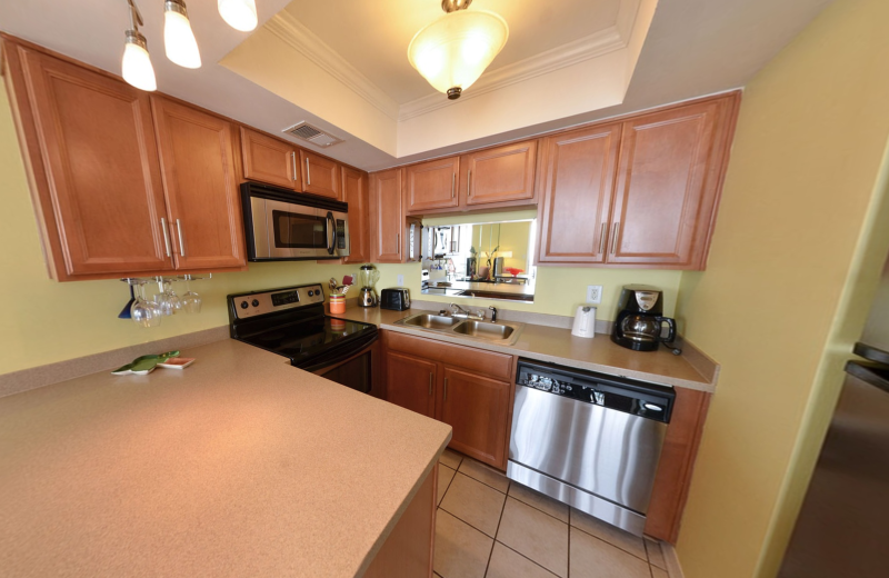Rental kitchen at Coastal Properties.