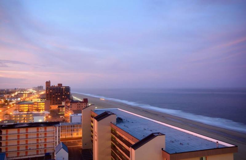 Sunset over Ocean City near Plim Plaza Hotel Ocean City.