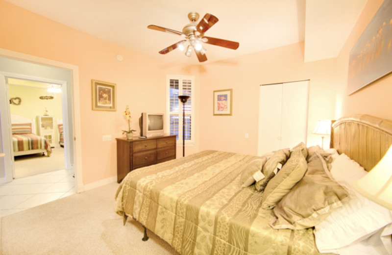 Rental bedroom at Beach Colony Resort.