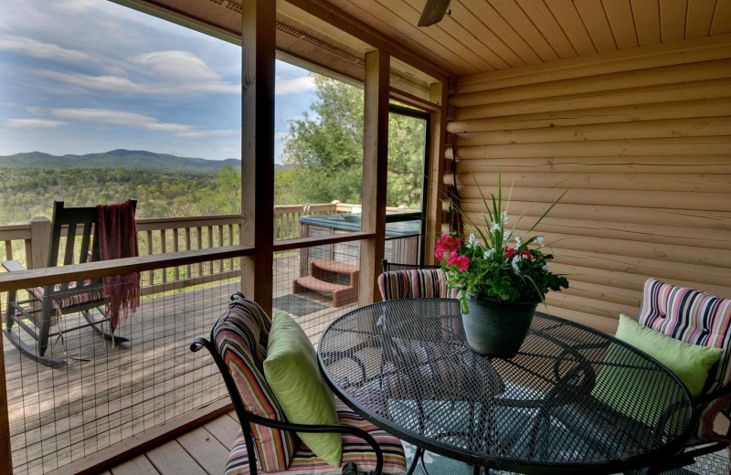 Cabin porch at Sliding Rock Cabins.