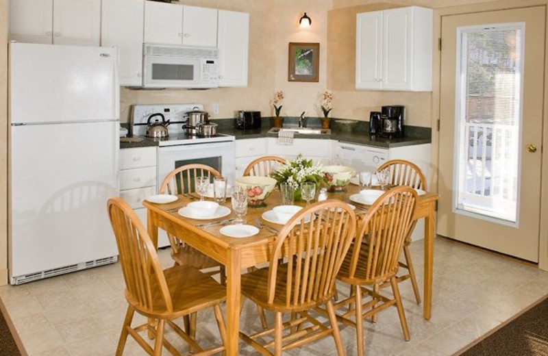 Condo kitchen at Attitash Mountain Village Resort.