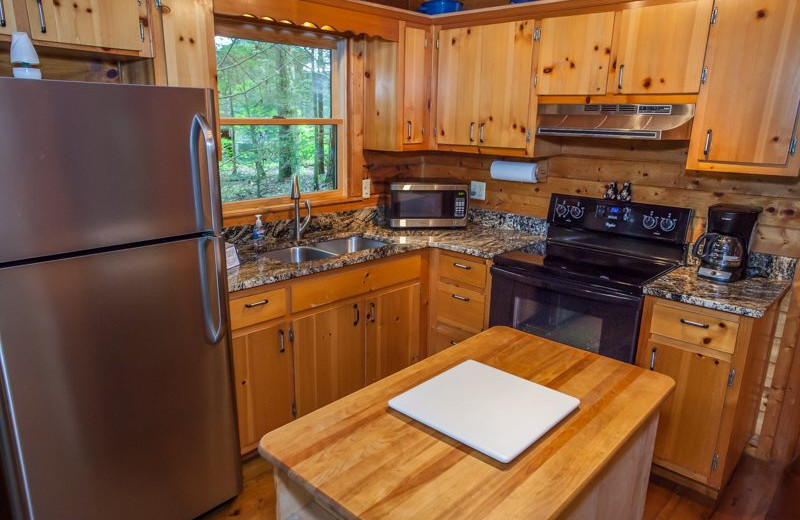 Rental kitchen at Blue Sky Cabin Rentals.