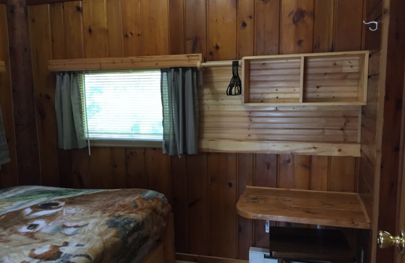 Cabin bedroom at Blackduck Lodge & Resort.