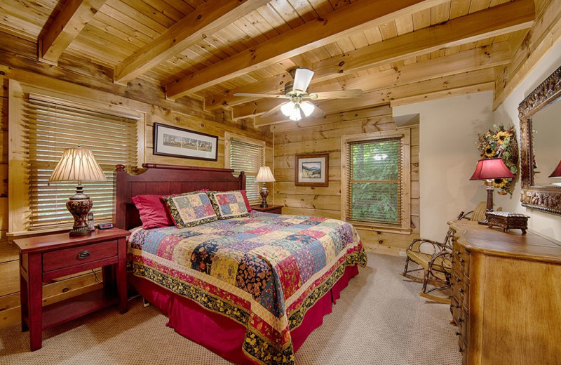 Rental bedroom at Smoky Mountain Retreat Realty.