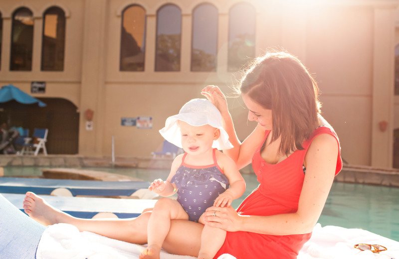 Family by the pool at Tanglewood Resort and Conference Center.