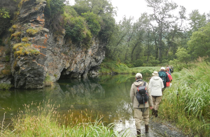 Hiking at Zachar Bay Lodge.