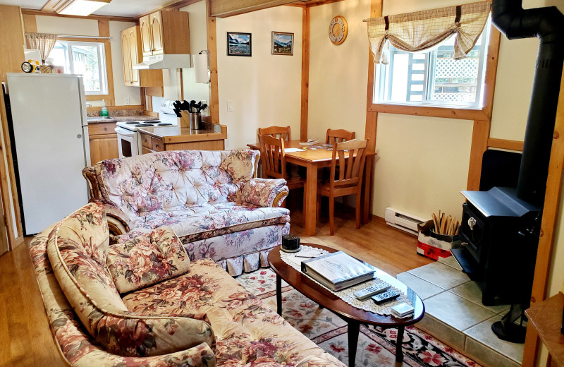 Cottage living room at Expanse Cottages.