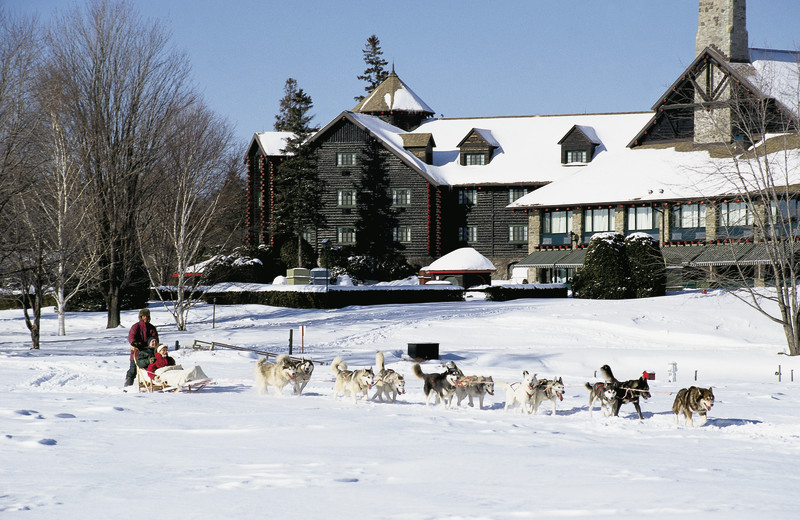 Dog sledding at Fairmont Le Chateau Montebello.