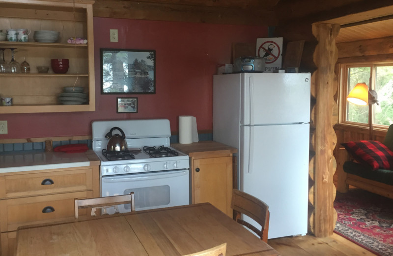 Cabin kitchen at Buckhorn on Caribou Lake.