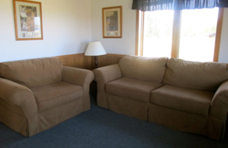 Cabin living room at Angle Outpost Resort & Conference Center.