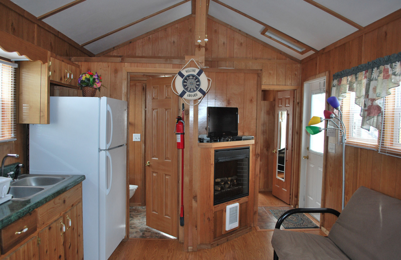 Cabin interior at Gulf Pines RV Park.