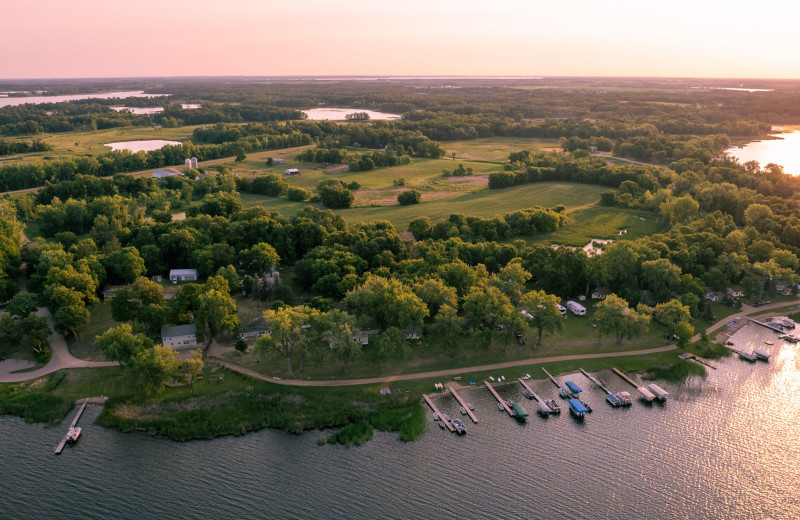 Aerial view of South Turtle Lake Resort.