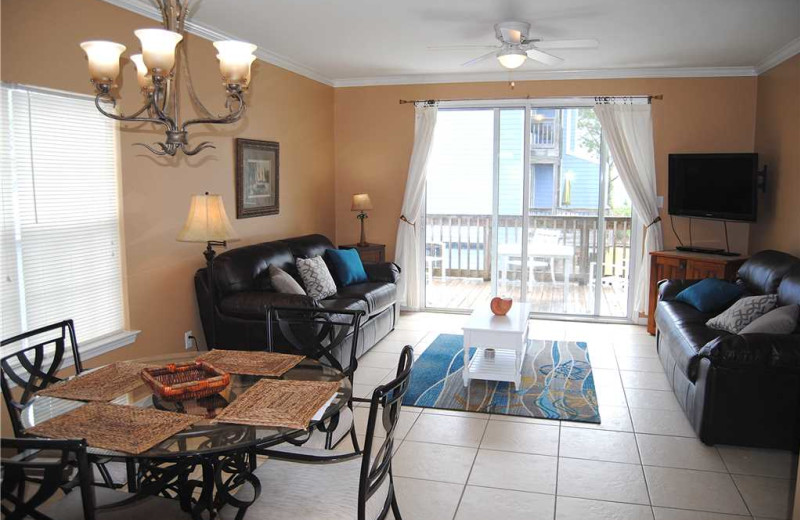 Rental living room at Dauphin Island Beach Rentals, LLC.