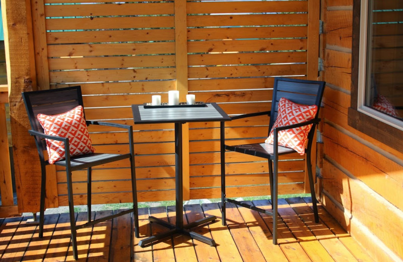 Cabin deck at The Wilderness Way Adventure Resort.