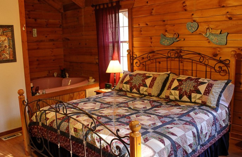 Cabin bedroom at Georgia Mountain Rentals.