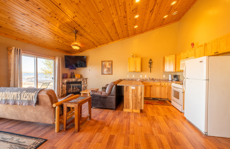 Cabin kitchen at Appeldoorn's Sunset Bay Resort.