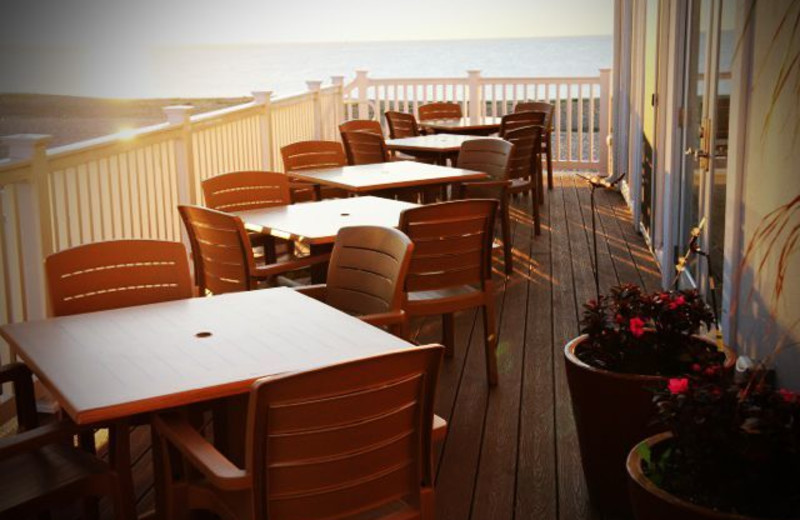 Outdoor patio at The White Sands Oceanfront Resort & Spa.