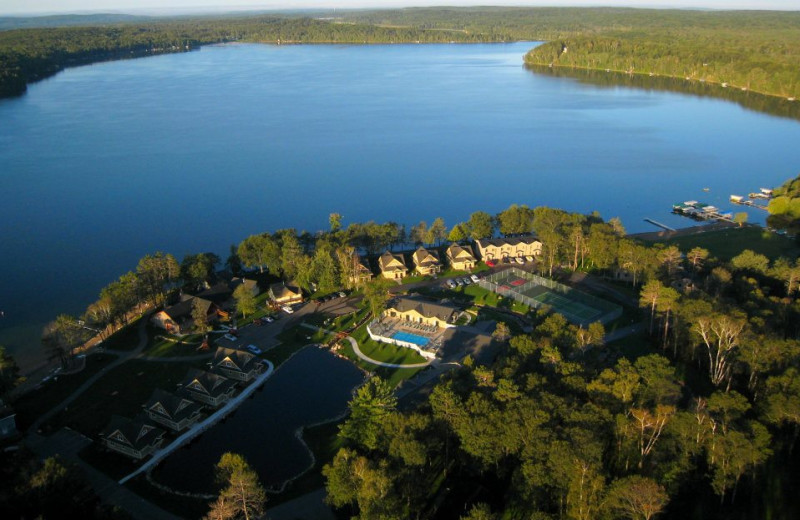 Aerial view of Kavanaugh's Sylvan Lake Resort.