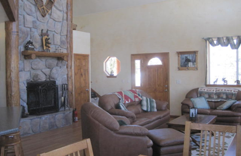 Fireplace living room at Lori's Luxury Rentals.