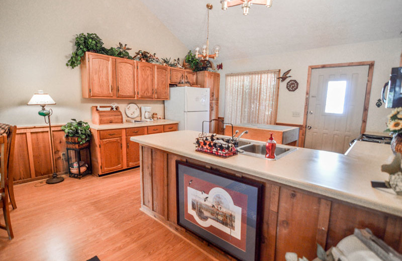 Rental kitchen at Little Bear Rentals.