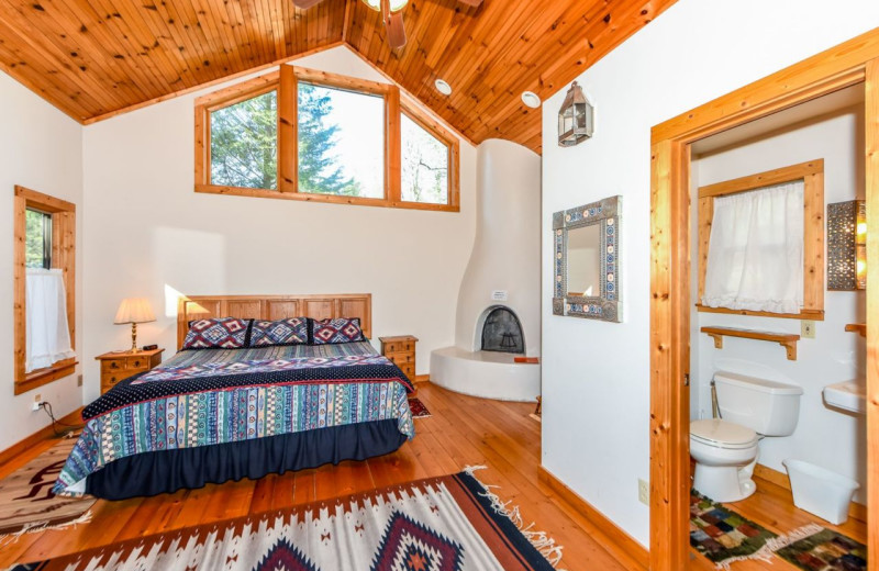 Cabin bedroom at Dogwood Cabins LLC.