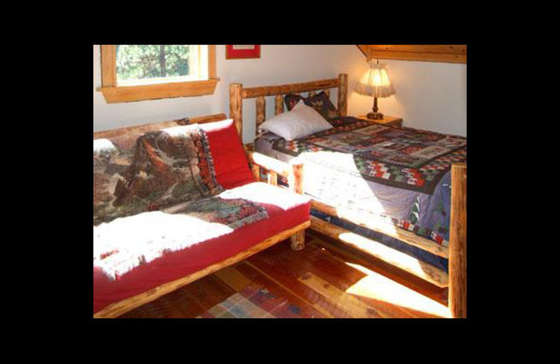 Lodge bedroom at Clark Fork River Lodge.