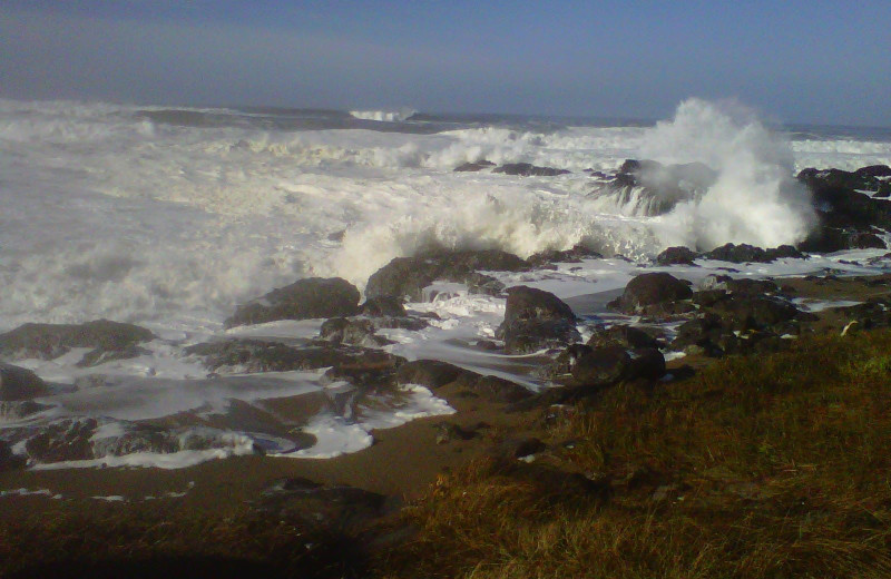 Waves crashing on the shore at Adobe Resort.