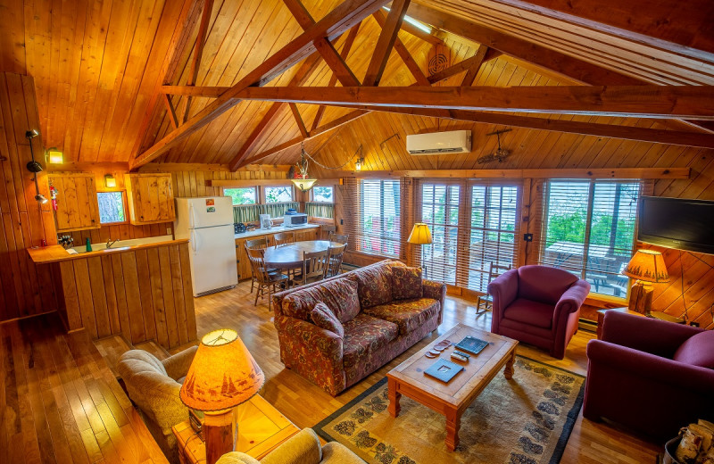 Cabin living room at Ludlow's Island Resort.