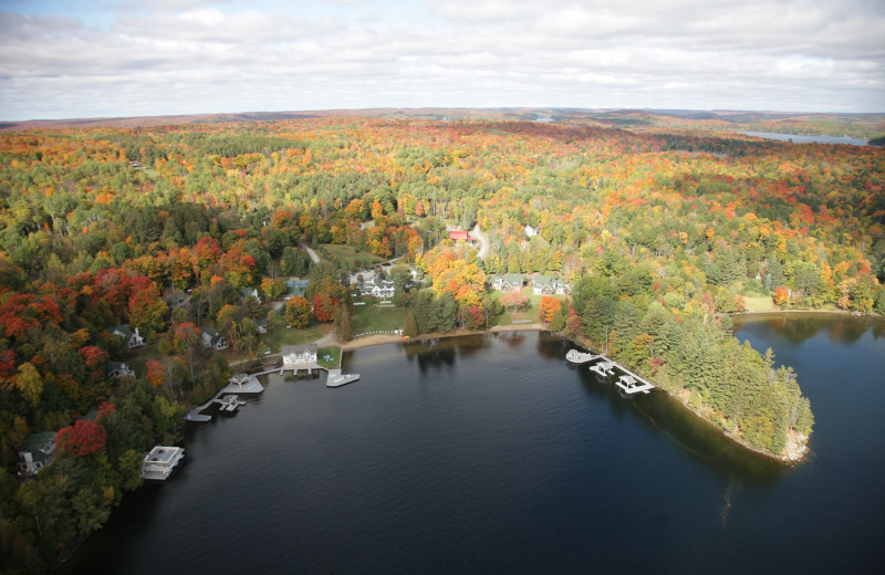 Aerial view of Port Cunnington Lodge & Resort.