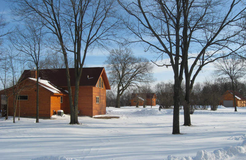 Winter exterior at Red Cedar Lodge.