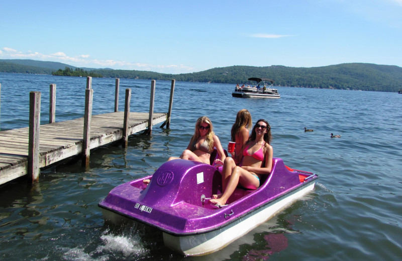 Family paddle boating at The Depe Dene Resort.