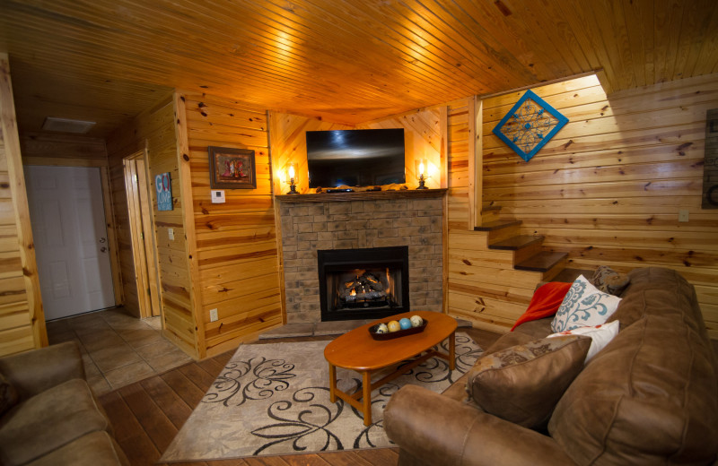 Cabin living room at Kiamichi Country Cabins.