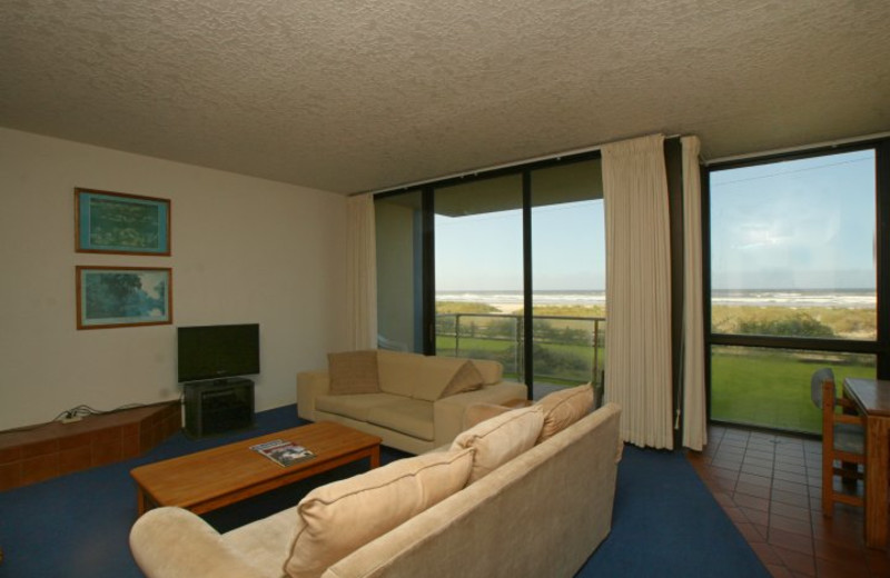 Condo living room at Sand & Sea Condominums. 