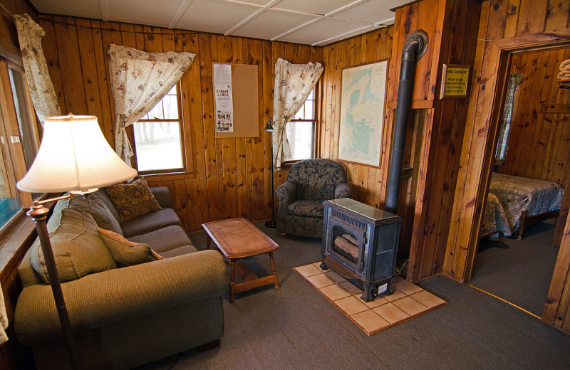 Cabin living room at Delta Lodge.