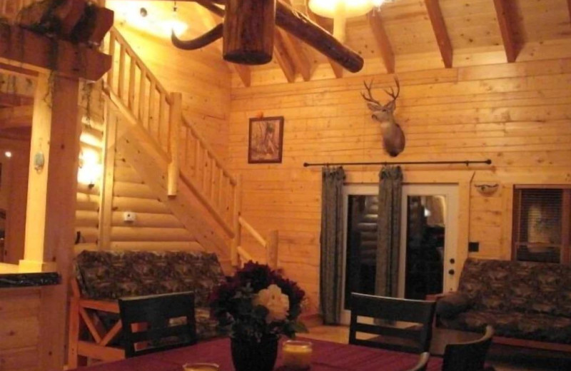 Cabin living room at Pine Ridge Log Cabins.