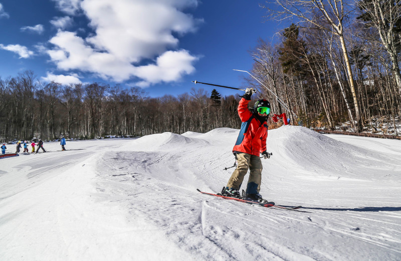 Skiing at Town Square Condominiums.