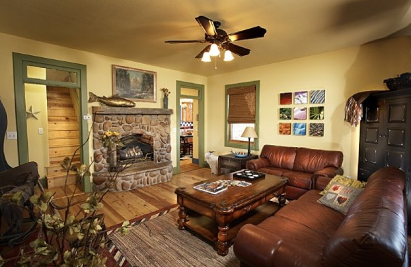 Farmhouse living room at Cottonwood Meadow Lodge.
