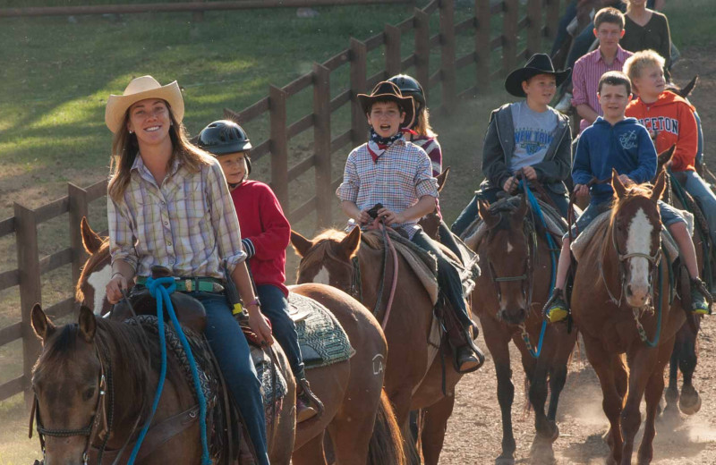 Horseback riding at Averill's Flathead Lake Lodge.