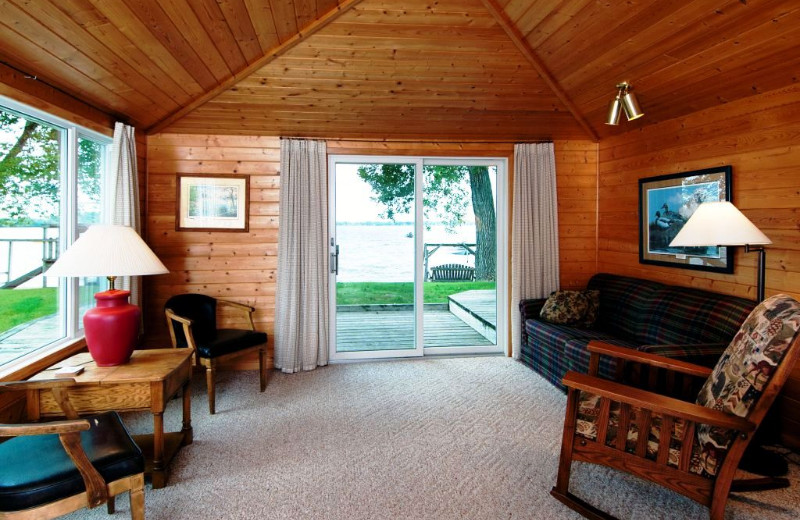 Cabin living room at Dickerson's Lake Florida Resort.