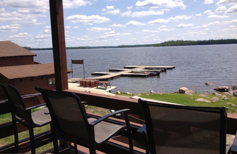 Balcony view at Maynard Lake Lodge and Outpost.