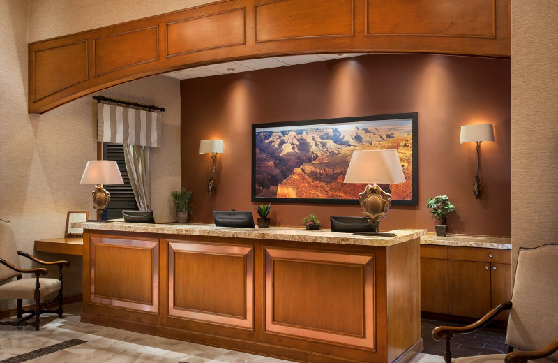 Reception desk at Gainey Suites Hotel.