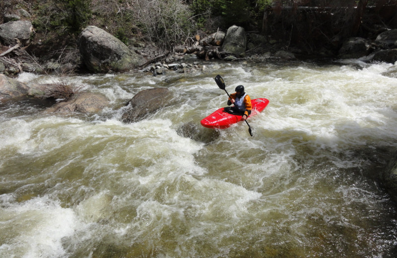 River kayaking at Steamboat Vacation Rentals.