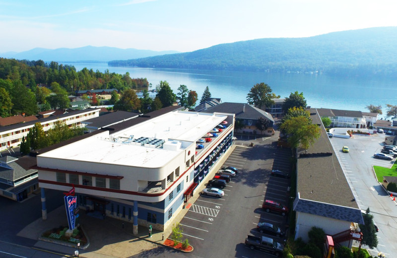 Exterior view of Surfside on the Lake Hotel & Suites.