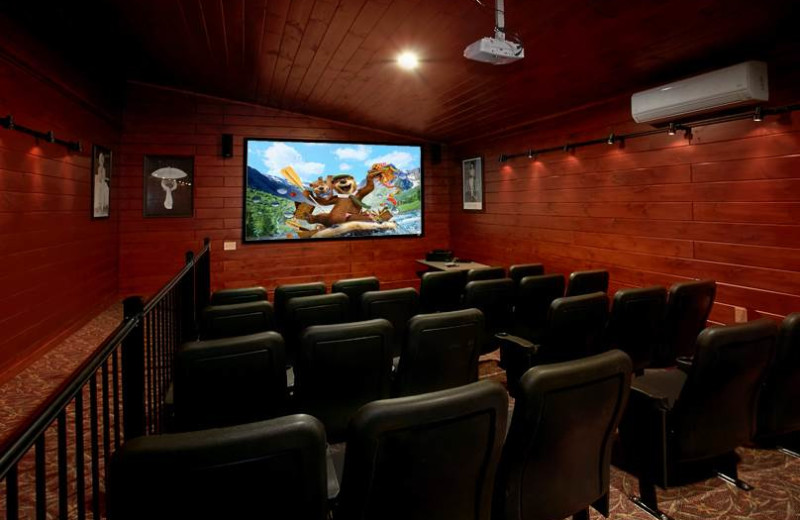 Cabin theater at Timber Tops Luxury Cabin Rentals.