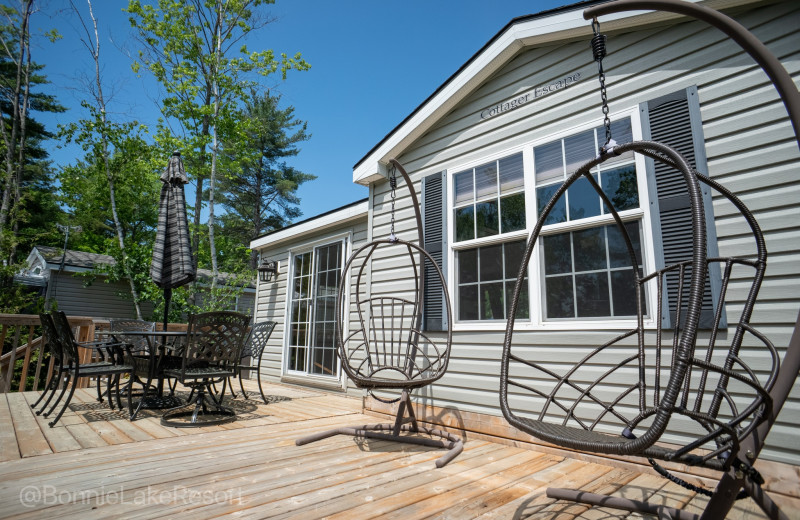 Cabin exterior at Bonnie Lake Resort.
