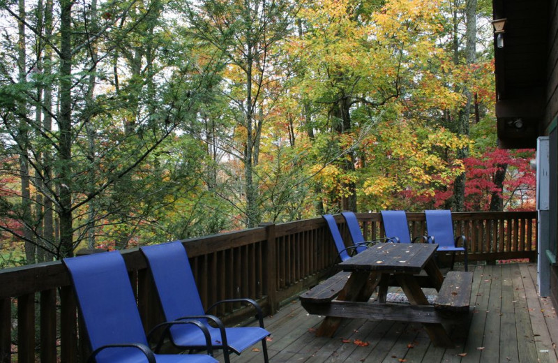 Cabin deck at Smoky Creek Cabin Rentals.