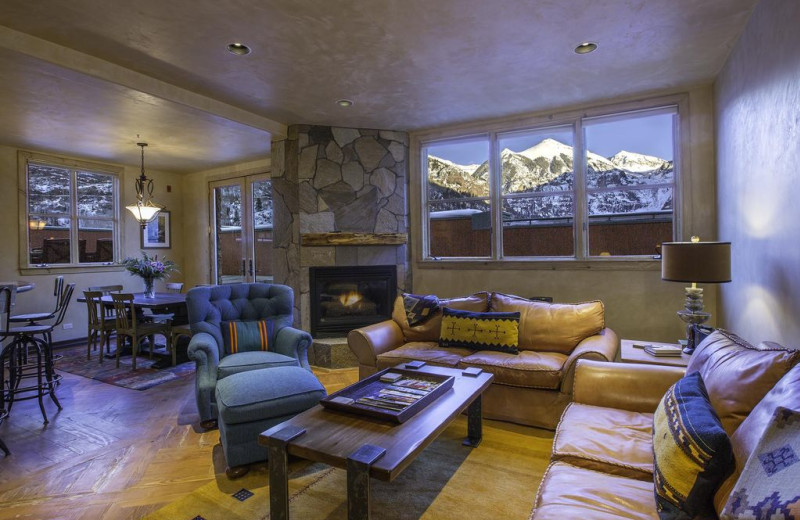 Rental living room at Welcome to Telluride Vacation Rentals.