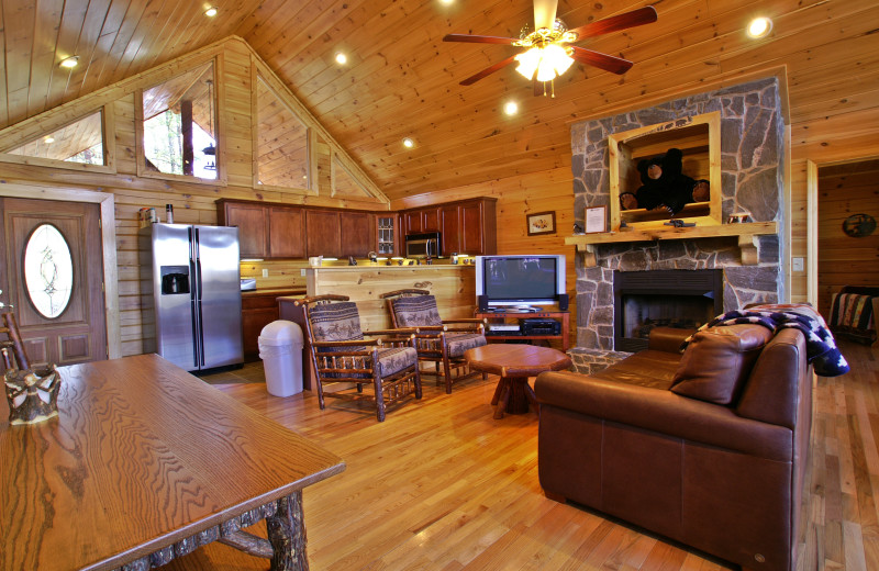 Rental living room at Smoky Mountain Getaways.