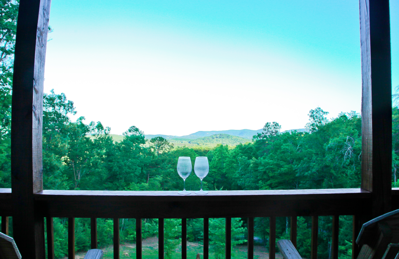 Deck view at Mountain Getaway Cabin Rentals.